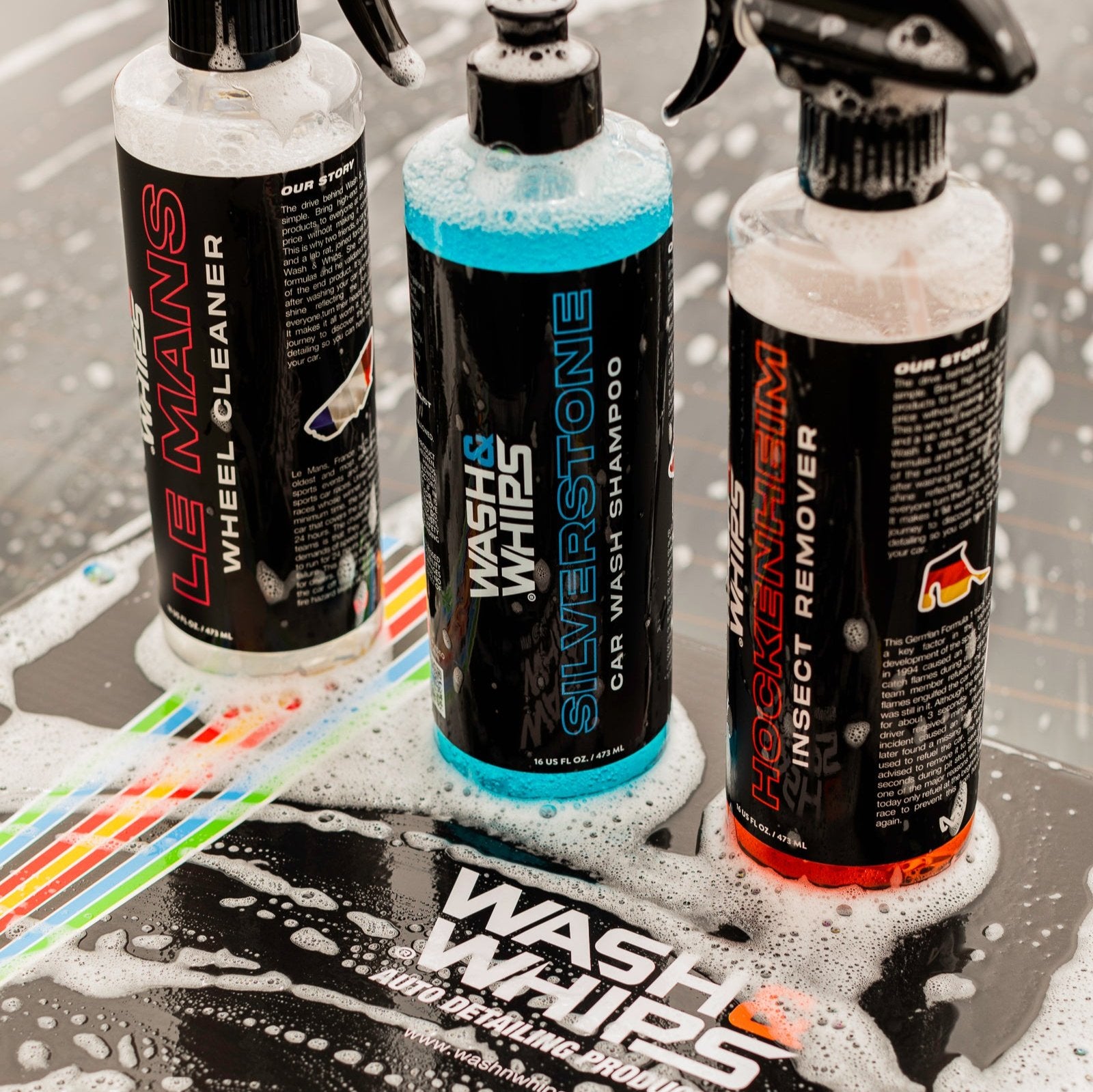 WASH&WHIPS WASH - Car Wash Kit (Step 1) Shampoo, Bug Remover, Wheel Cleaner