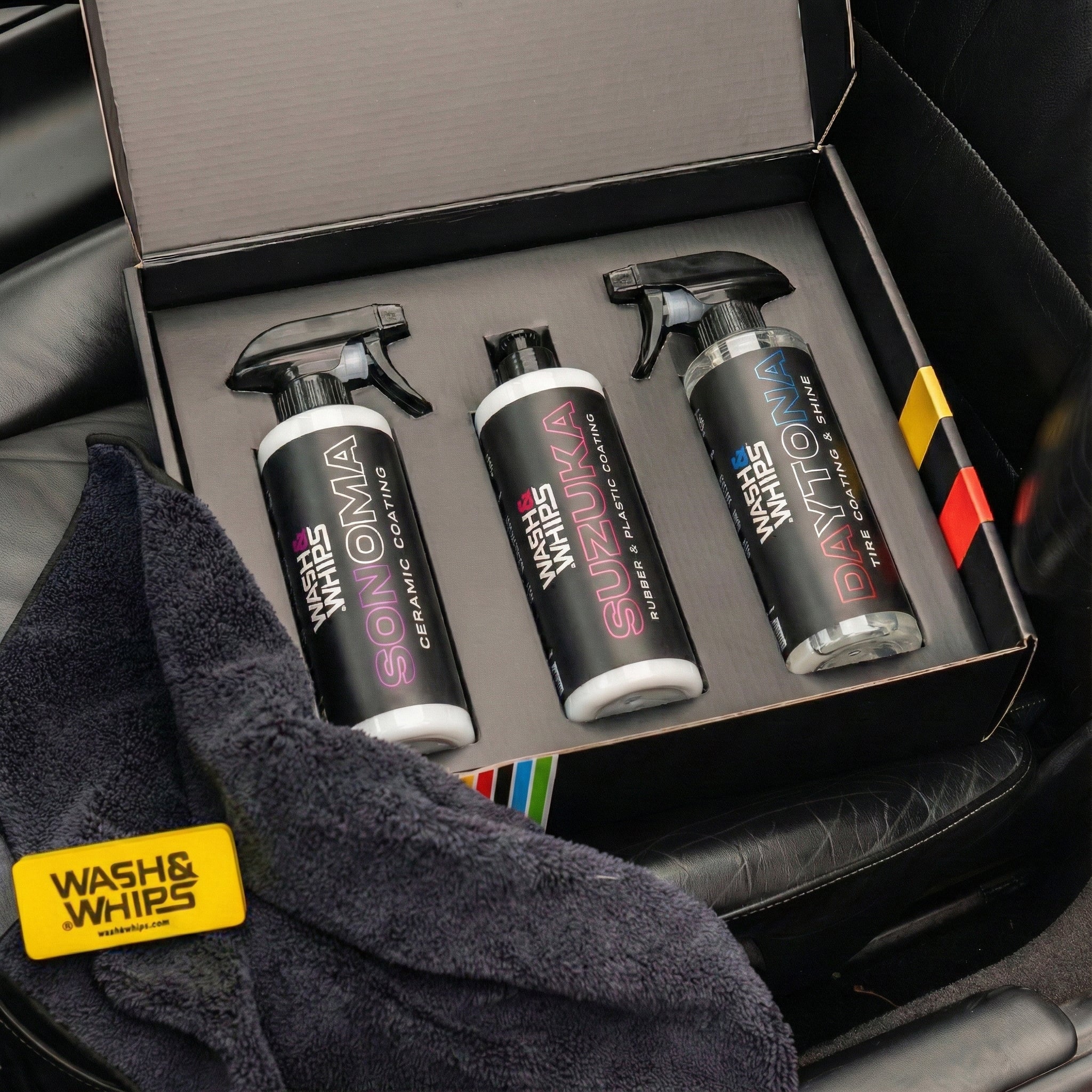 WASH&WHIPS SEAL - Seal & Shine Kit (Step 3) Ceramic Spray, Tire Shine, Rubber & Trim Shine