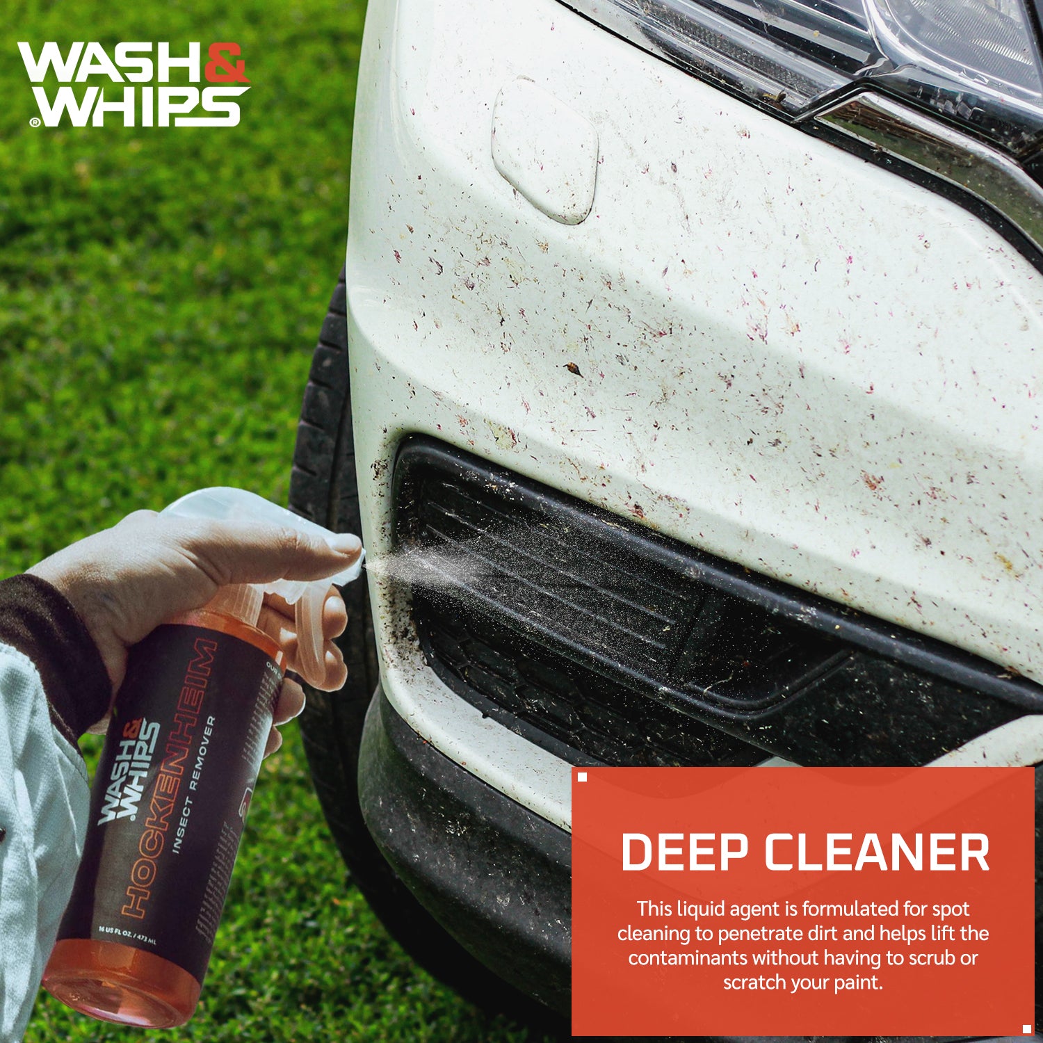 WASH&WHIPS Hockenheim Bug Remover - for Dead Insects, Droppings and Grease for Car Detailing, RVs, Trailers, Boats, Professional Strength Dissolves
